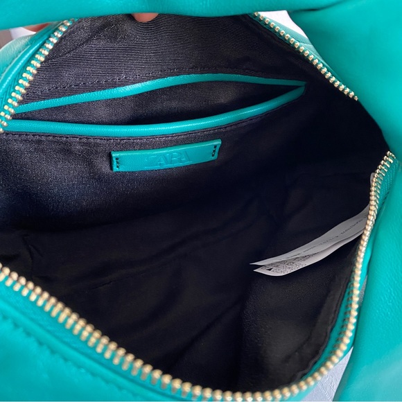 Zara blue green leather handbag - Picture 9 of 13